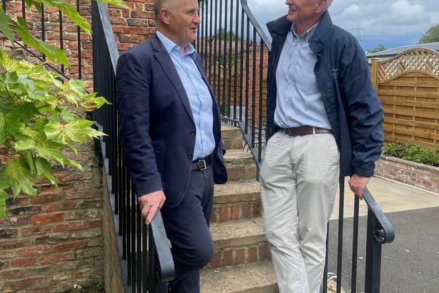 MP Kevin Hollinrake (left) hears from park director Phil Brierley about hopes for the summer season