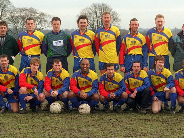 Woodhouse Gunners who played in Division 3 of the Leeds Sunday League, pictured in February 1996. Back row, from left, are Gary Kaye, Matt Hartigan, Rob Hamblet, Phil Gomersal, Darren Dunwell, Dean Leverton, Brian Asquith and Dave Larkin. Front row, from left, are Andy Jennings, Craig Hunter, Keith Pan, John Walwyn, Steve Dickinson, Gary Hanakin, John Smith and Ricky Ashby.