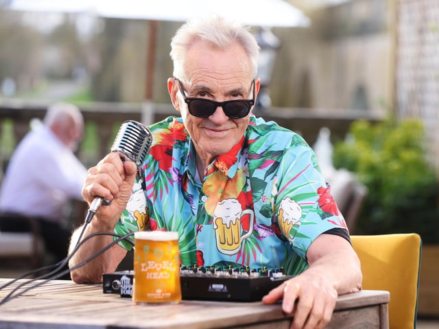 Larry Lamb basking in the sun, delivering The Sipping Forecast to help the country navigate unpredictable pub-garden weather this spring