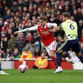 HISTORY: For Leeds United captain Liam Cooper, right, through his outing at Arsenal. Photo by David Price/Arsenal FC via Getty Images.