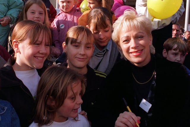 Actress Denise Welch, who played Natalie Barnes in Coronation Street made a guest appearance at the opening of Leeds Open Market.