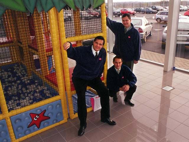 A brand new sales site for The Car People at Calder Island in November 2000. Pictured, from left, are Paul Carnell, director, Jonathan Allbones, commercial development director, and Martyn Carnell, managing director.