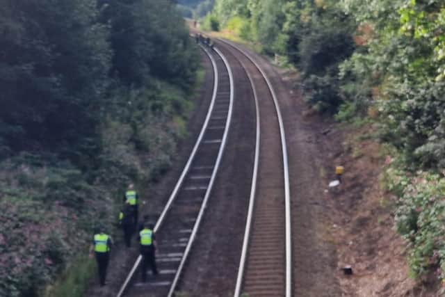 Police were walking up the railway lines this morning (August 10) after reports of trespassers on the lines.