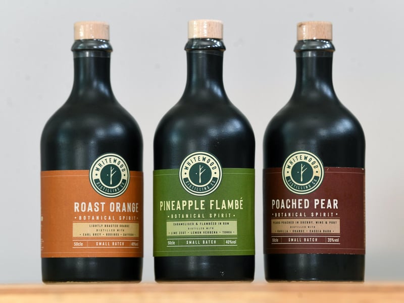 Headingley's Whitewood Distilling Co produces the Poached Pear botanical spirit, which features ripe pears cooked slowly in red wine, port and Pedro Ximenez sherry alongside alongside organic vanilla, orange, cassia bark, clove and star anise.