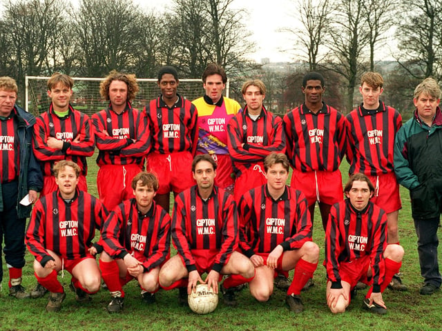 Gipton WMC who played in Division 2 of the  West Yorkshire League pictued in  December 1995. Back row, from left, are Phil Hart (manager), Adrian Grace, Neil Kershaw, Larry Claxton, Paul Greenall, Mark Walton, Rod Christopher, Jason Pears and Ian Jordan (secretary). Front row, from left, are Ian Plunkett, Darren Bennett, Ian Wardle, Tony Mahony and Wesley Freeman.