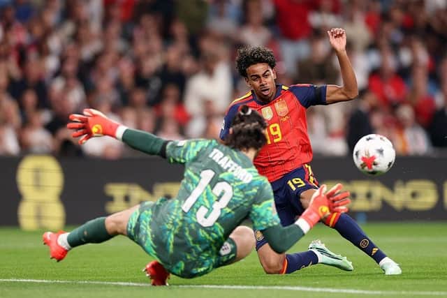 James Trafford made some good saves against Spain but conceded three goals.