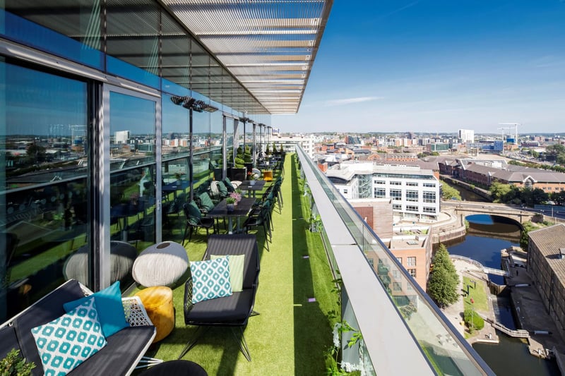 Offering one of the finest views in Leeds, the Sky Lounge at Double Tree Hilton has a wraparound outdoor terrace