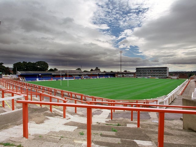 Storm clouds above Wakefield Wildcats ground at Belle Vue in September 2000.