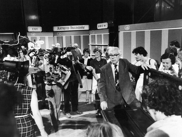 TV's Antiques Roadshow stopped off at Harrogate in July 1982. Pictured is antiques aficionado Arthur Negus who was as expert at handling people as he was at handling the past's treasures.