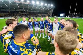 Leeds Rhinos players huddle prior to their Challenge Cup defeat against St Helens. Picture by Allan McKenzie/SWpix.com.