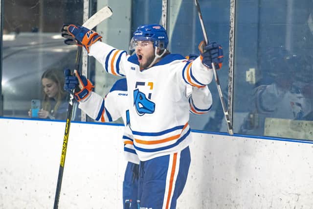 PROGRESS: Cullen McLean celebrates scoring a goal during his time at Ontario Tech. Picture courtesy of Ontario Tech Ridgebacks.