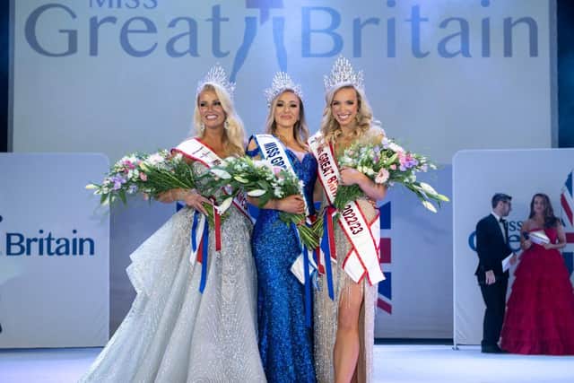 (right) Charlotte Clemie from Leeds was crowned Ms Great Britain 2022/23. Here she is with the winner of the Ms Great Britain Classic (right) Nicoll Moss and winner of Miss Great Britain, Amy Meisak.