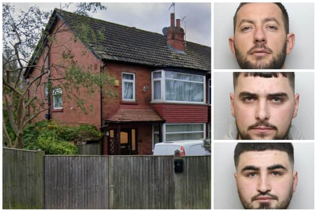 The three were all caught tending to the cannabis farm at the property on Stainbeck Road, Meanwood. Pictured (top right) is Cikoja, (middle) Hajredini and Hadreginas.