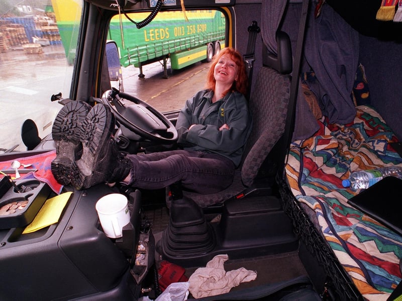 This is Bernadette Speight, a HGV driver working for Macfarlane transport. Pictured in March 1998.