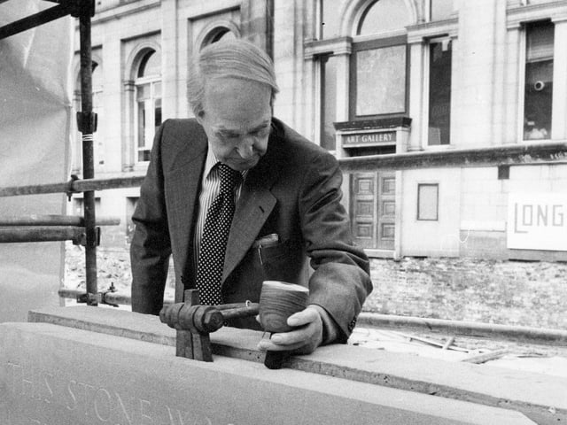 World famous sculptor Henry Moore lays the foundation stone in April 1980 for the new sculpture gallery to be named after him, which would form part of an extension to the City Art Gallery, seen in the background here. Henry Spencer Moore was born in Castleford on July 30, 1898 and became the first student of sculpture at Leeds College of Art & Design in 1919. He became noted for his abstract sculptures of the human figure, often large scale cast bronze or carved marble. Many were reclining figures, such as the one he created to be placed outside the new gallery, or mother-and-child figures. Moore died on August 31, 1986, in Much Hadham, Hertfordshire, where he had lived since 1940.