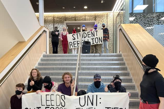 Students are demanding that the University of Leeds cuts all of its ties to fossil fuels. Picture: Student Rebellion