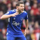 RELAXED: Everton and defender James Tarkowski, above, ahead of the final day shoot out with Leeds United and Leicester City. Photo by OLI SCARFF/AFP via Getty Images.