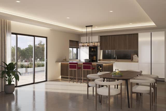 The open plan kitchen and dining room at Residences at Val D'or.