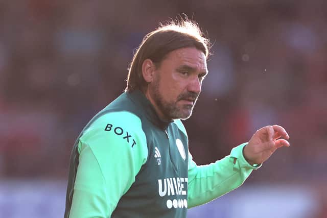 CHANCE: To still catch the eye of Leeds United boss Daniel Farke, above, in training and make a likely much-changed Whites XI for Sunday's Championship opener against Cardiff City. Photo by David Rogers/Getty Images.