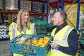 Susan Allen, CEO of YBS with George Wright, CEO of FareShare at one of the charity's regional hubs