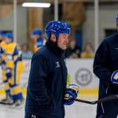 STEPPING UP: Assistant coach Davey Lawrence oversaw the Leeds Knights bench for the final period against Peterborough and for the Telford Tigers trip with Ryan Aldridge (left) suspended. Picture courtesy of Oliver Portamento.
