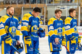 INTERNATIONAL CALLING: Leeds Knights' defenceman Bailey Perre, second right, is keen to make his mark on the world stage with Great Britain Under-20s, if not this year then next. Picture courtesy of Oliver Portamento