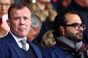 BOURNEMOUTH, ENGLAND - APRIL 30:  Angus Kinnear, Managing Director of Leeds United alongside Victor Orta, former Sporting Director of Leeds United prior to the Premier League match between AFC Bournemouth and Leeds United at Vitality Stadium on April 30, 2023 in Bournemouth, England. (Photo by Michael Steele/Getty Images)