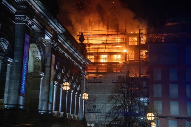 Fire at the Leonardo Building in Leeds City Centre last night.  (Photo: Mark Bickerdike)