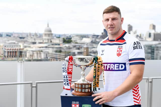 George Williams with the ABK Beer Rugby League Ashes Series 2025 trophy