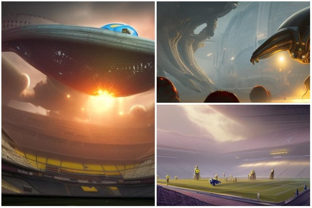 Quite a step-up from VR, this is what alien football might look like at the famous Elland Road.