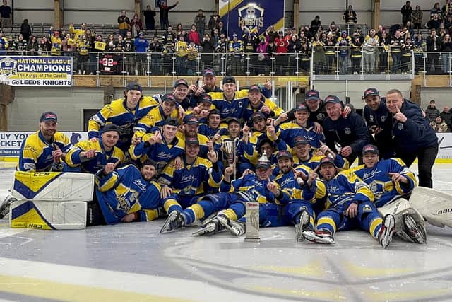 CHAMPIONS: Leeds Knights celebrate their NIHL National regular season league title success last season.