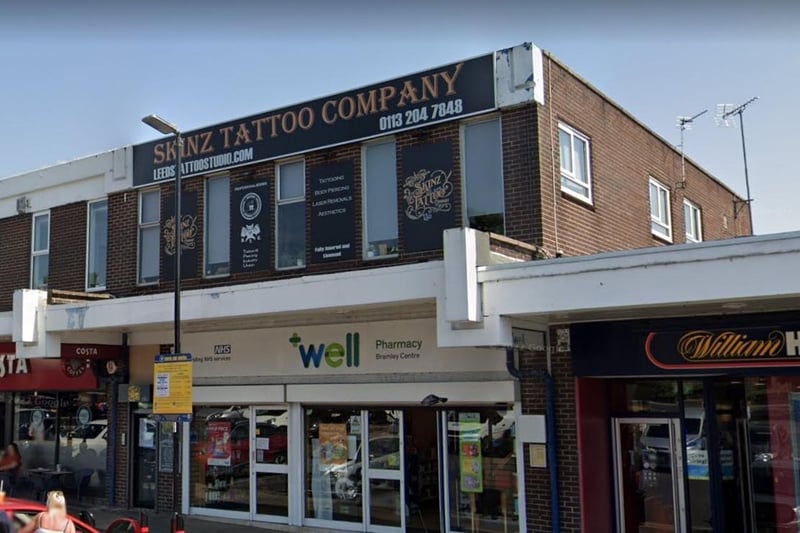 Skinz Tattoo Company, in Bramley Shopping Centre, has a rating of five out of five from 142 Google reviews.