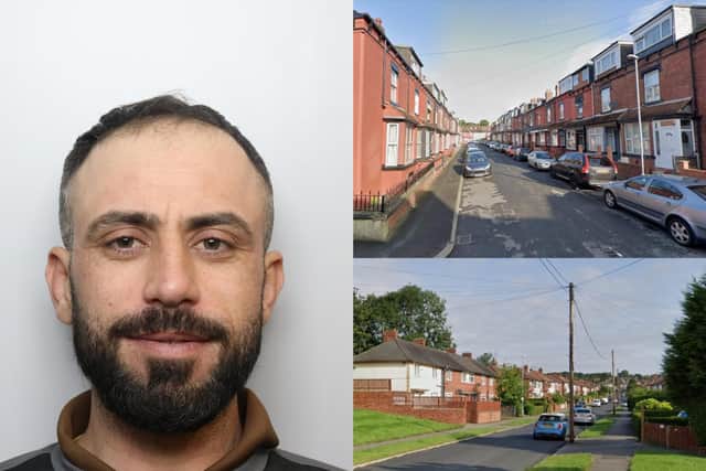 Rebar Jalil, 33, has been jailed after being linked to cannabis farms in nine Leeds homes - including on Airlie Place, Chapeltown, and Lawrence Road, Gipton (Photo: WYP/Google)