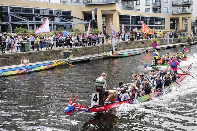 The Leeds Waterfront Festival takes place annually at Leeds Dock in the summer. Pictured is the dragon boat race.