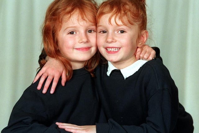 THEN: Lizzie and Rosie Atkinson, aged 5.