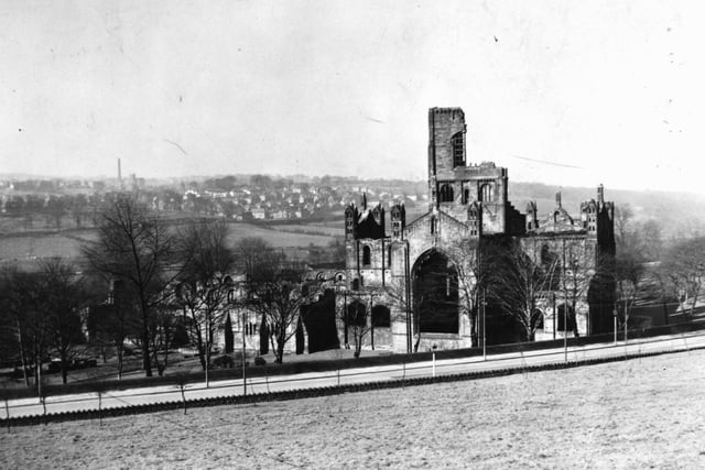 The church still stands to roof level, making it the most complete set of Cistercian ruins in Britain. Pictured here is the abbey in March 1948.