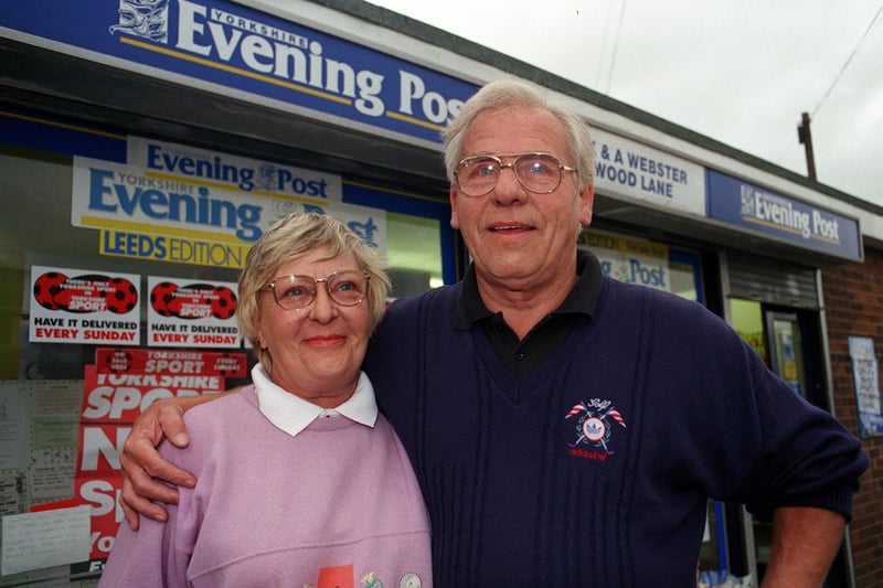 Rothwell newsagents Anne and Jim Webster were retiring after 23 years. Pictured in September 1998.