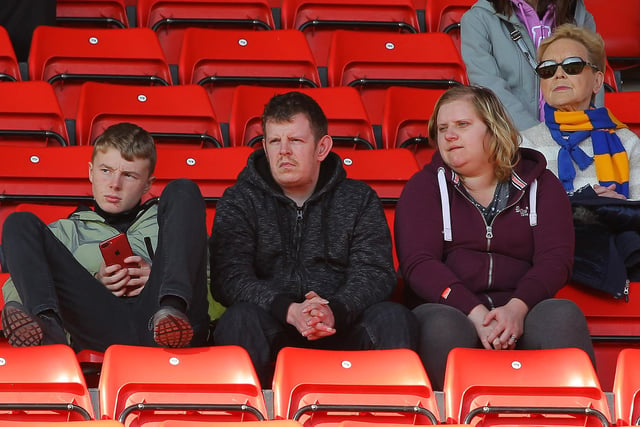 Some of the fans who watched Mansfield's 1-0 defeat at Swindon in 2018.