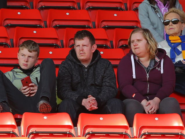 Some of the fans who watched Mansfield's 1-0 defeat at Swindon in 2018.