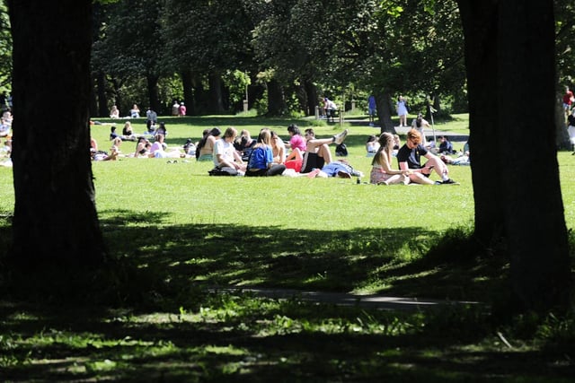 Hundreds take in the sun at Woodhouse Moor.