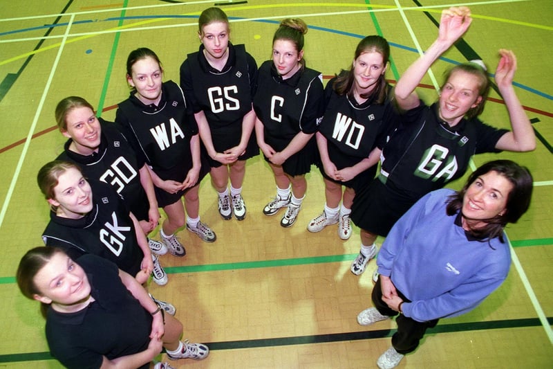 Teacher Janet Sammon is pictured with members of the under-18s netball team at Allerton High School in March 1998. From left are Katy Chance, Emily Hepburn, Sarah Moore, Jill Matcalf (correct), Lisa Wright, Kelly Rhodes, Marie Maw and Laura Ellis.