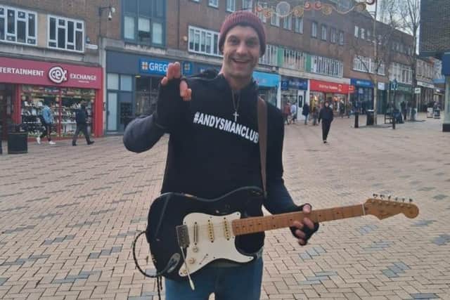Dean England busked into Christmas Day to raise money for Andy's Man Club.