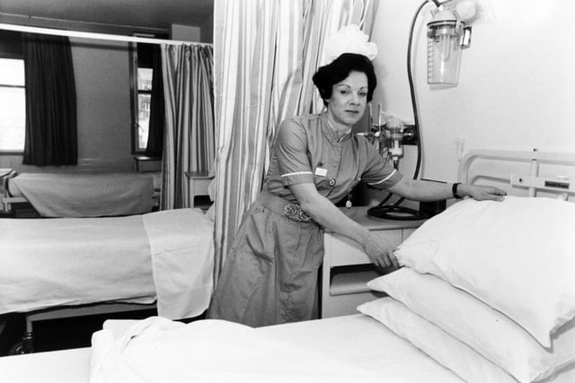 Ward sister Anne-Marie Butterfield prepares a bed for her first patient at the newly opened Clarendon Wing at Leeds General Infirmary.