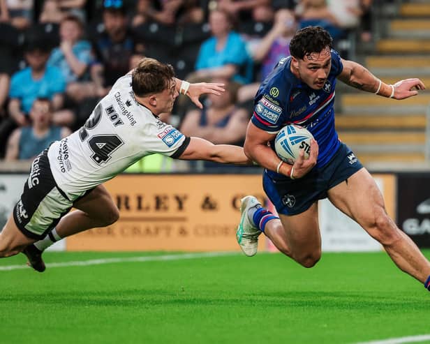 Seth Nikotemo seen scoring for Wakefield Trinity against Hull FC in June. Picture by Alex Whitehead/SWpix.com.