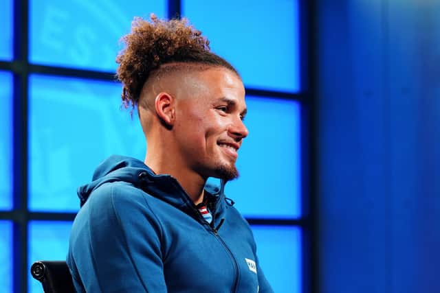 MANCHESTER, ENGLAND - JULY 04: (EXCLUSIVE COVERAGE) Manchester City unveil new signing Kalvin Phillips at Manchester City Football Academy on July 04, 2022 in Manchester, England. (Photo by Matt McNulty - Manchester City/Manchester City FC via Getty Images)