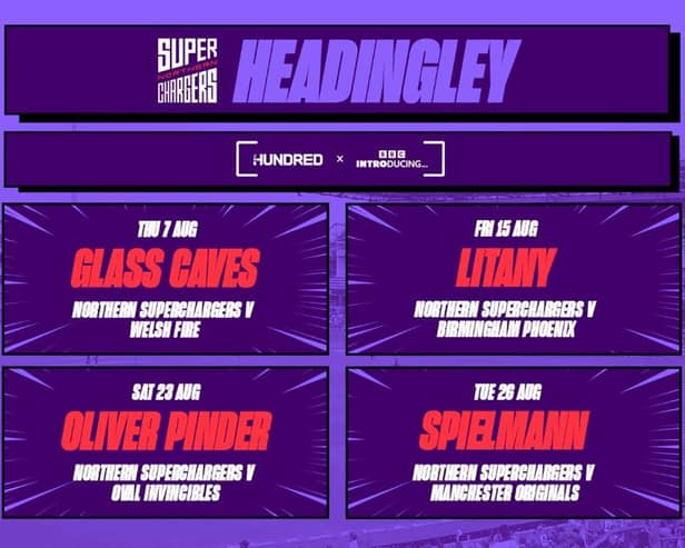 BBC Music Introducing acts - Glass Caves, Litany, Oliver Pinder, and Spielmann set to perform at Northern Superchargers’ home matches at this year’s The Hundred