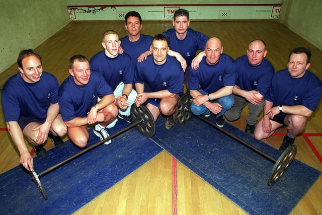 A team of lifters from Pontefract Sport and Leisure Centre attempted to break the 24 hour world dead-lift record in April 1997. Pictured, from left, are Mark Moran, Mark Knapper, Kevin Sutcliffe, Mick Varley, Barry Kettleborough, Nigel Gill, Kevin Bibb, Craig Jones and Chris Smith.