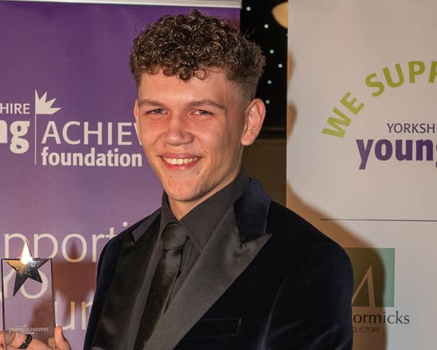Owen Jeffers, 19, picked up the award for 'Unsung Hero' at this year's Yorkshire Young Achievers Awards on November 16. Photo: Kate Mallender.
