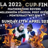 A poster advertising April's final which has now been awarded to West Leeds after opponents Featherstone Lionesses were disqualified.