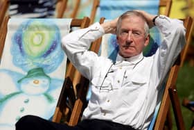 Raymond Briggs posing for media in a designer deckchair in Hyde Park, London. Author and illustrator Raymond Briggs, who is best known for the 1978 classic The Snowman, has died aged 88, his publisher Penguin Random House said.